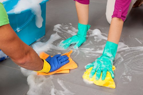 Trained Bermondsey carpet cleaners using proper PPE