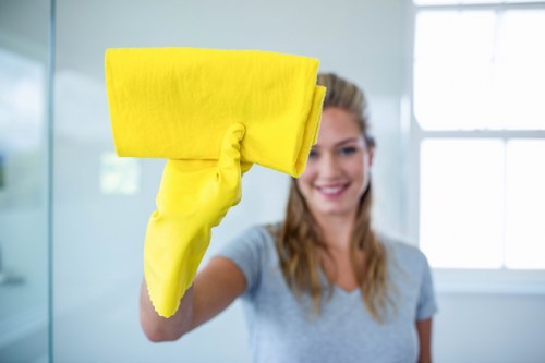 Service terms document beside carpet cleaning tools